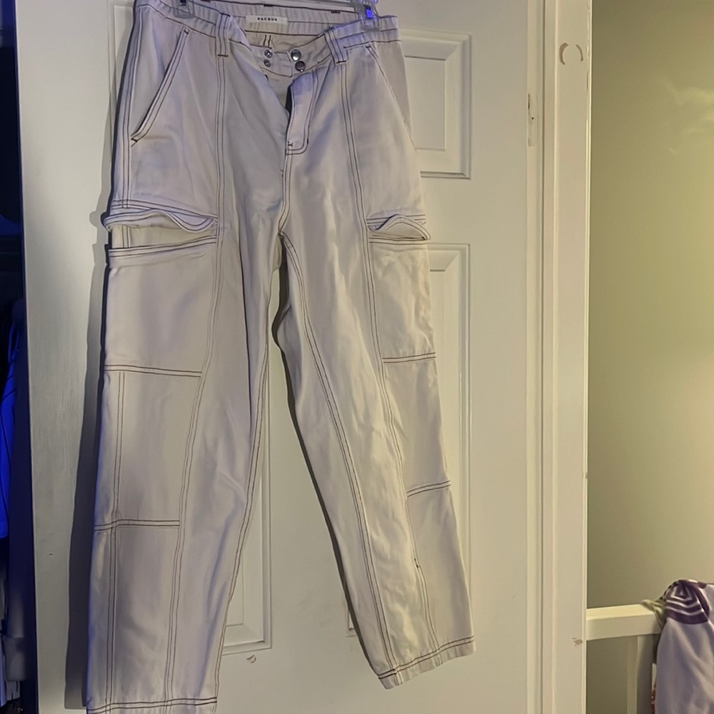 White cargo jeans